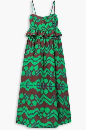 ULLA JOHNSON Amaliya printed silk midi dress - Brown