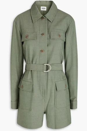 Claudie Pierlot Belted twill playsuit - Green