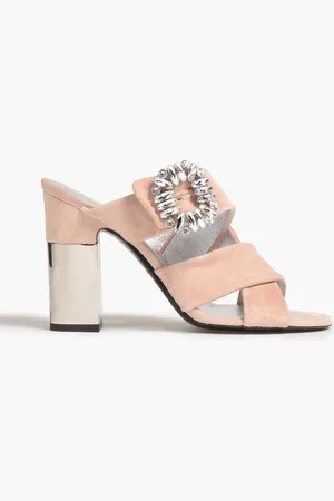 Roger Vivier Podium embellished suede mules - Pink