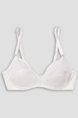 FLEUR DU MAL Bebe quilted silk-blend satin and mesh underwired bra