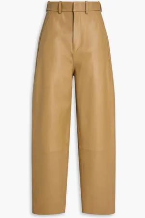 PETAR PETROV Rowdy leather wide-leg pants - Brown