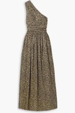 MATTEAU One-shoulder floral-print cotton-poplin maxi dress - Yellow