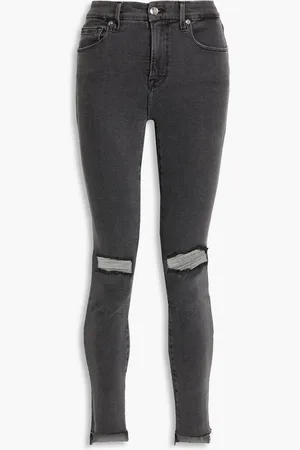 GOOD AMERICAN Good Legs distressed mid-rise skinny jeans - Gray