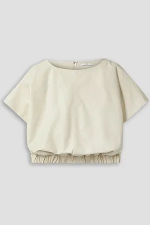 CO Cropped leather top - White