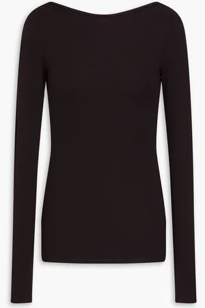 ENZA COSTA Ribbed jersey top - Brown