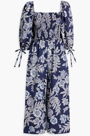 Cara Cara Jazzy cropped printed cotton-poplin jumpsuit - Blue