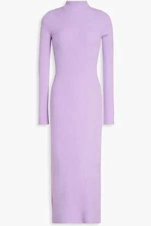 Arch4 Sandy cutout ribbed cashmere midi dress - Purple