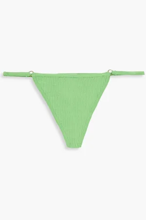 LOVE Stories Carol ribbed-knit low-rise thong - Green