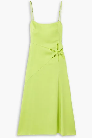 Cult Gaia Imogen cutout hammered-satin midi dress - Green