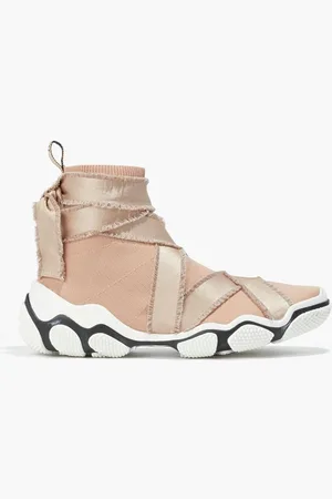 RED(V) Glam Run satin-trimmed stretch-knit high-top sneakers