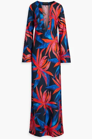 Louisa Ballou Printed cotton and silk-blend maxi dress - Red