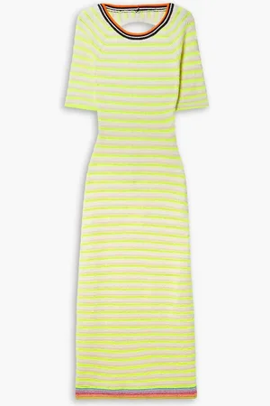 Christopher John Rogers Open-back striped jacquard-knit midi dress - Yellow