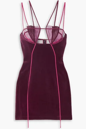 Nensi Dojaka Cutout tulle-trimmed velvet mini dress