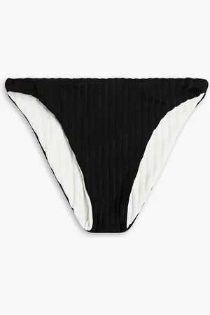 Solid Annabelle reversible ribbed low-rise bikini briefs