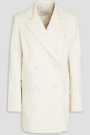 Anna Quan Double-breasted cotton-blend twill blazer - White