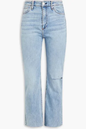 RAG&BONE Casey distressed high-rise kick-flare jeans - Blue