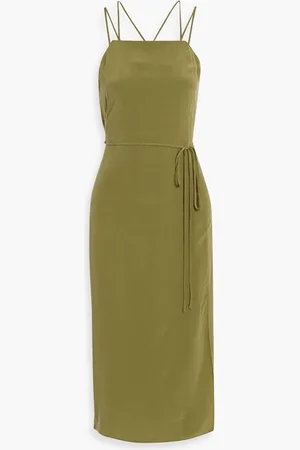 Equipment Carris wrap-effect washed-silk midi dress - Green