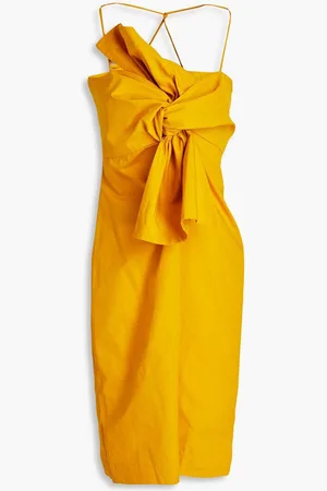 BASSIKE Knotted cotton-poplin dress - Yellow