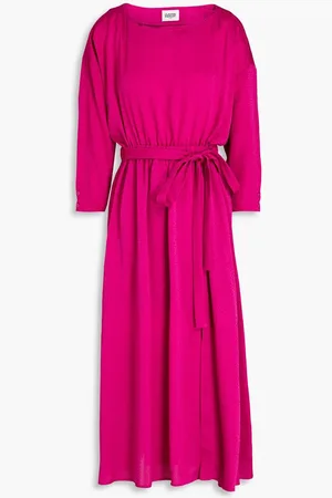 Claudie Pierlot Belted gathered jacquard midi dress - Purple