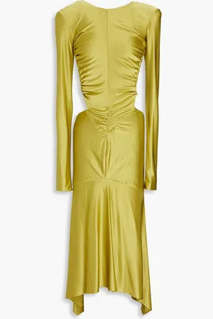 ALEXANDRE VAUTHIER Open-back crystal-embellished stretch-jersey midi dress - Green
