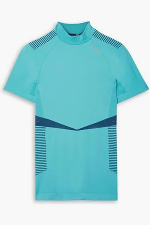 Falke Striped stretch-knit T-shirt - Blue