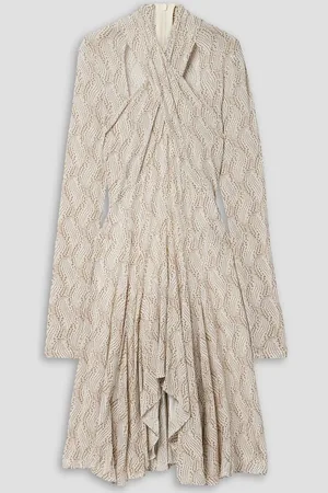 Isabel Marant Payton cutout pleated printed stretch-jersey dress - White
