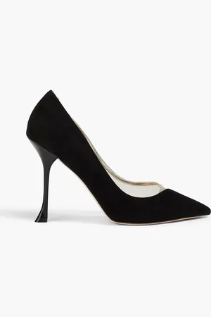 Roger Vivier Vivier 100 tulle-paneled suede pumps