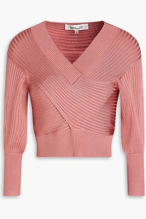 Diane von Furstenberg Cropped ribbed-knit sweater - Pink