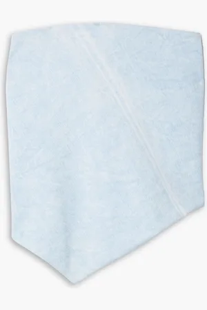 tibi Strapless tie-back asymmetric denim top - Blue