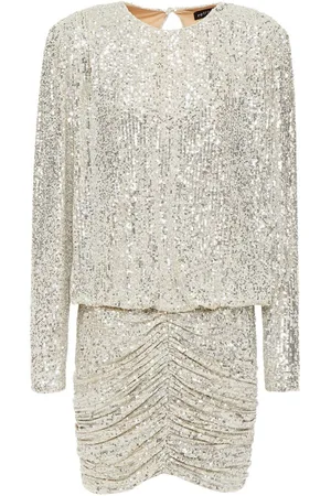 Retrofete Flynn ruched sequined tulle mini dress - Metallic