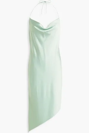 ALICE+OLIVIA Alice Olivia - Harmony asymmetric satin-crepe halterneck mini dress - Green