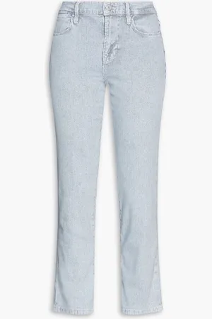 Frame Le High striped low-rise straight-leg jeans - Blue