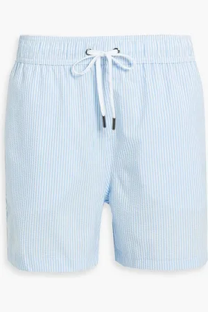ONIA Charles short-length striped seersucker swim shorts - Blue