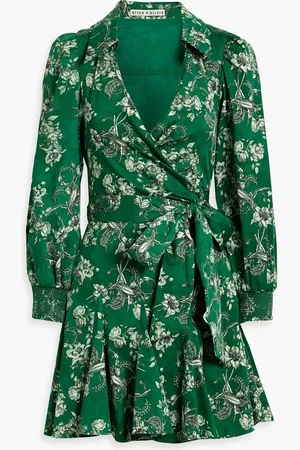 ALICE+OLIVIA Alice Olivia - Alisa ruffled floral-print cotton-blend mini wrap dress