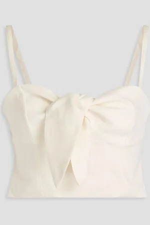 Solid The Aurora cropped knotted linen-blend top - White