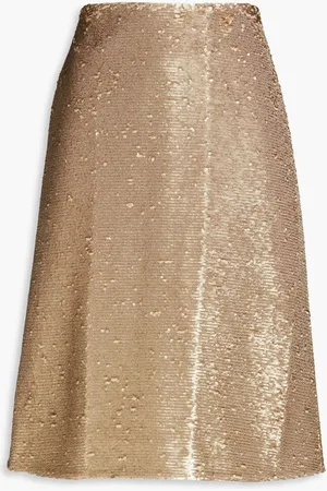 EMILIA WICKSTEAD Davina sequined crepe skirt - Metallic