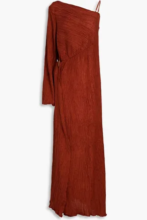 Savannah Morrow Cher one-shoulder plissé bamboo and silk-blend maxi dress - Red