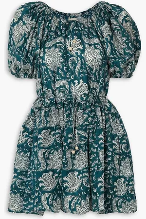 Cubus Chiara tiered floral-print silk-voile mini dress - Blue