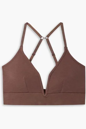 SKIN Gita stretch-Pima cotton jersey bralette - Brown