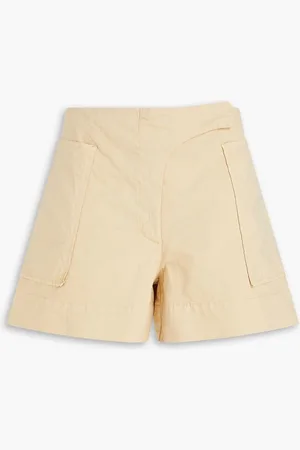 Ganni Embroidered stretch-cotton shorts - Neutral