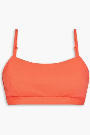 Peony Weekend stretch-crepe bikini top - Orange