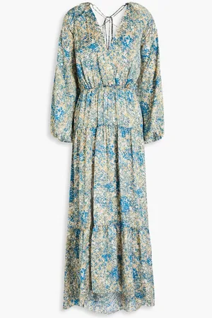 Maje Tiered printed satin midi dress