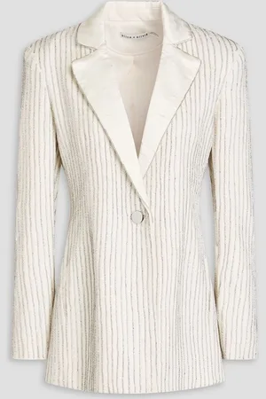 ALICE+OLIVIA Alice Olivia - Yona crystal-embellished striped crepe blazer - White