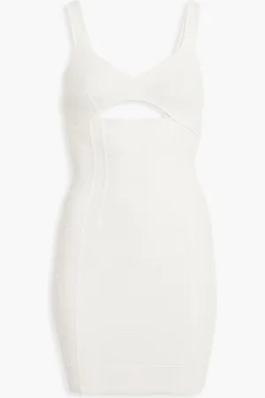 Hervé Léger Cutout textured-bandage mini dress - White