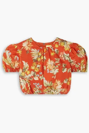Erdem Hydra cropped floral-print cotton-poplin top