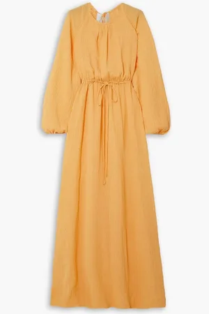 FAITHFULL THE BRAND Rosalie tie-detailed crinkled linen-blend gauze maxi dress - Yellow