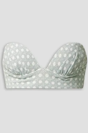Marysia Bambole reversible printed seersucker bandeau bikini top