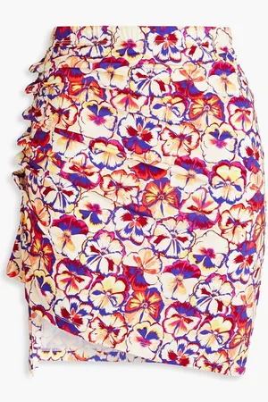 Paco rabanne Ruched floral-print jersey mini skirt