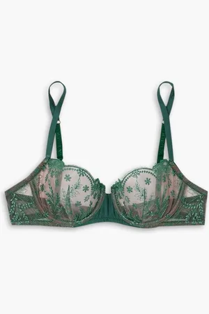 I.D. Sarrieri Siracusa Dream satin-trimmed embroidered tulle underwired bra - Green