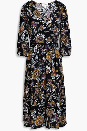 Bash Vienne gathered printed crepe midi dress